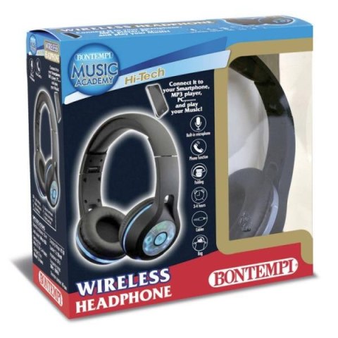 Bontempi Słuchawki bezprzewodowe bluetooth z efektami świetlnymi czarne 483001
