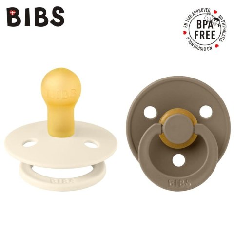 BIBS COLOUR 2-PACK IVORY & DARK OAK S Smoczek Uspokajający kauczuk Hevea