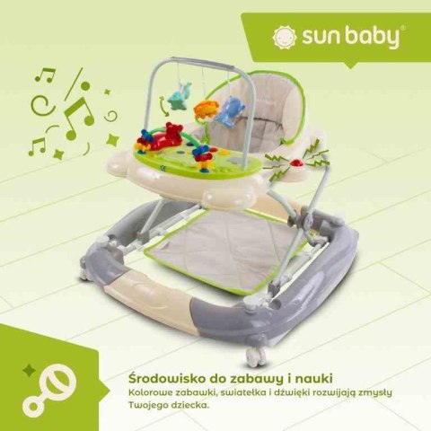 Chodzik kołyska kotek z pałakami - zielono szary