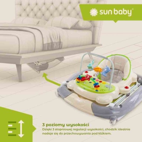 Chodzik kołyska kotek z pałakami - zielono szary