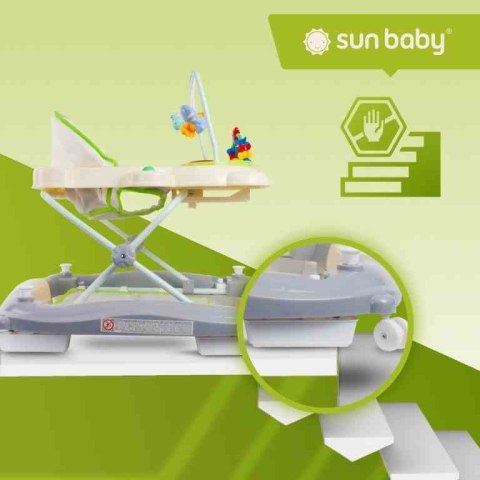 Chodzik kołyska kotek z pałakami - zielono szary