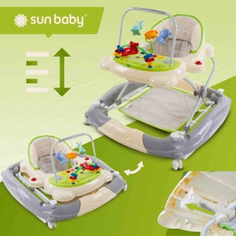 Chodzik kołyska kotek z pałakami - zielono szary