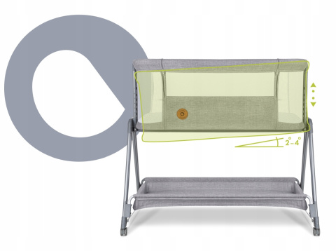 LUNA Lionelo Łóżeczko dostawne 2w1 - Grey Concrete