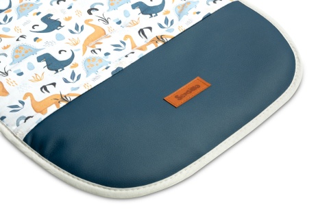 Sensillo dwustronna wkładka do wózka komplet z poduszką Deluxe Velvet - Niebieski - Dinozaury 40x80