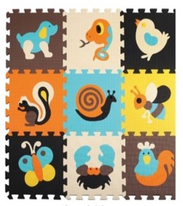 Mata edukacyjna dla dzieci piankowa puzzle zwierzątka 9 elementów 85 x 85 x 1 cm kolorowa