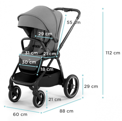 NEA Kinderkraft dziecięcy wózek spacerowy do 22 kg - Midnight Black