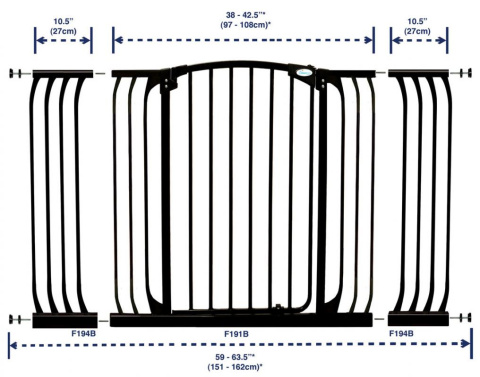 DREAMBABY Bramka bezpieczeństwa Chelsea szeroka (W: 97-106cm x H: 1m) Czarny