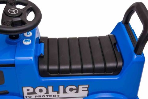 Pojazd jeździk dla dziecka na roczek, pchacz Mercedes Antos Policja dźwięki niebieski