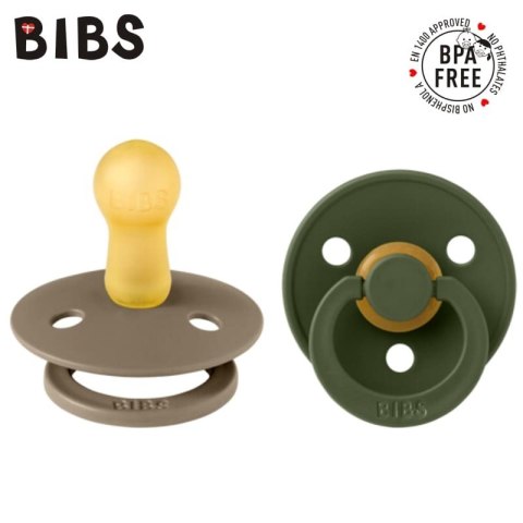 BIBS COLOUR 2-PACK HUNTER GREEN & DARK OAK M Smoczek Uspokajający kauczuk Hevea