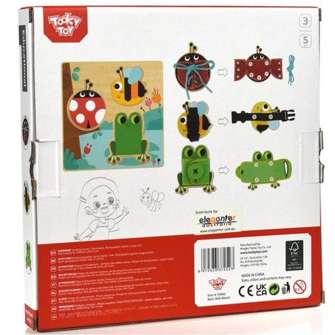 TOOKY TOY Drewniana Tablica Edukacyjna Sorter Trening Ćwiczenia Sznurek Guzik Klamerka