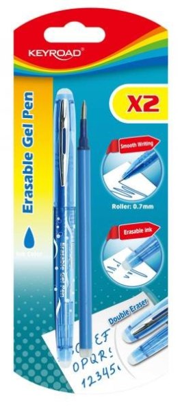 Długopis wymazywalny, niebieski, 0.7mm + wkład, blister KEYROAD