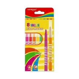 Flamastry KEYROAD Fiber Marker neon 8 kolorów