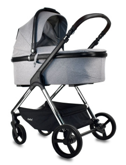 ICE ibebe 2w1 lekki wózek wielofunkcyjny dla dzieci do 22 kg- 03 Gray / stelaż Chrom