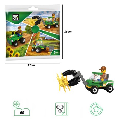 Klocki Blocki MyFarm saszetka - Traktor do słomy 60 el.