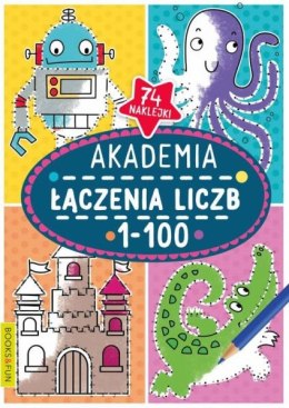 Książeczka Akademia łączenia liczb 1-100 naklejki w środku. Books and fun