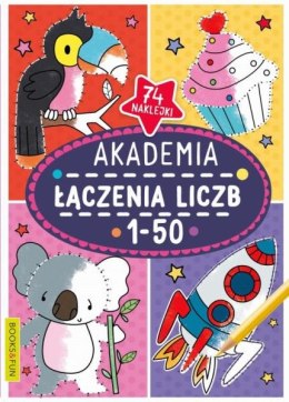 Książka Akademia łączenia liczb 1-50 naklejki w środku Books and fun