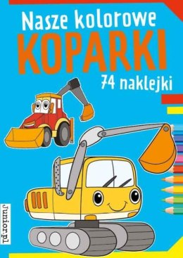 Książka Nasze kolorowe Koparki naklejki w środku. Books and fun