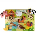 Tooky Toy Drewniane Puzzle Montessori Zwierzątka Farma Dopasuj Kształty