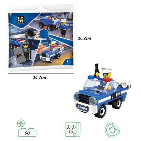 Klocki Blocki MyPolice saszetka - pojazd policyjny 50 el.