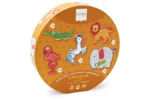 Pierwsze duże puzzle dla dzieci - Scratch 5 Zwierząt Safari
