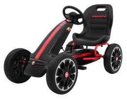 Gokart ABARTH na pedały dla dzieci Czarny + Koła EVA + Hamulec ręczny + Wolny bieg