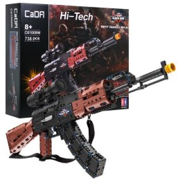 Klocki techniczne CaDA 738 el. Karabin AK47 dla dzieci 6+ Funkcja strzelania + Ruchome funkcje