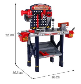 Duży Warsztat dla dzieci 3+ Stolik narzędziowy 55 el. + Elektryczna wkrętarka + Funkcje interaktywne