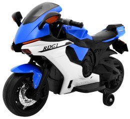 Motorek R1 Superbike elektryczny dla dzieci Niebieski + Kółka pomocnicze + Klakson + Światła LED