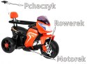 Pchaczyk Rowerek Motorek elektryczny 3w1 dla dzieci Pomarańczowy + Piankowa poręcz + Audio LED