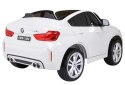 BMW X6M XXL dla 2 dzieci Biały + Pilot + Ekoskóra + Pasy + Wolny Start + MP3 USB + LED