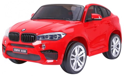 BMW X6M XXL dla 2 dzieci Czerwony + Pilot + Ekoskóra + Pasy + Wolny Start + MP3 USB + LED