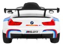 BMW M6 GT3 Auto na akumulator dla dzieci Biały + Nawiew powietrza + Dźwięki MP3 Światła + Pilot