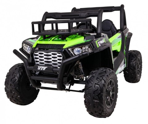 Buggy UTV Terenówka dla dzieci Zielony + Pilot + Bagażnik + Wolny Start + EVA + MP3 LED