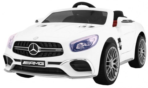 Mercedes AMG SL65 dla dzieci Biały + Pilot + Bagażnik + Regulacja siedzenia + MP3 LED + Wolny Start