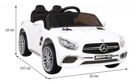 Mercedes Benz AMG SL65 S elektryczny dla dzieci Biały + Pilot + Audio LED + Ekoskóra + EVA + Wolny Start