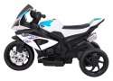 Motor BMW HP4 na akumulator dla dzieci Biały + 3 Koła + LED + MP3 USB + Ekoskóra