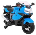 Motor na akumulator BMW K1300S dla dzieci Niebieski + Kółka pomocnicze + Dźwięki Światła + Wolny Start