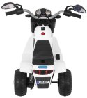 Motorek MiniBike na akumulator dla dzieci Biały + Dźwięki + Światła LED + Ekoskóra