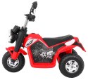 Motorek MiniBike na akumulator dla dzieci Czerwony + Dźwięki + Światła LED + Ekoskóra