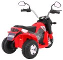 Motorek MiniBike na akumulator dla dzieci Czerwony + Dźwięki + Światła LED + Ekoskóra