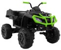 Quad XL ATV na akumulator dla dzieci Czarno-Zielony + Napęd 4x4 + Bagażnik + Wolny Start + EVA + Audio LED