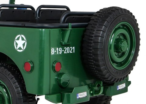 Autko Wojskowe Retro dla 3 dzieci Zielony Jeep Willys