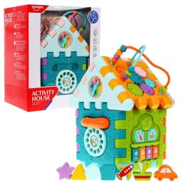 Multidomek sensoryczny dla dzieci 18m+ Mini gry 9 Puzzli + Sortery + Przeplatanka + Zegar