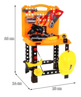 Zestaw majsterkowicza 3w1 dla dzieci 3+ Warsztat 100 el. Walizka + Stolik + Strój budowlańca