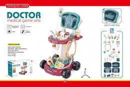 Zestaw lekarski dla dzieci 3+ Wózek + panel RTG 29 el. Radiolog Dentysta Okulista Pielęgniarka