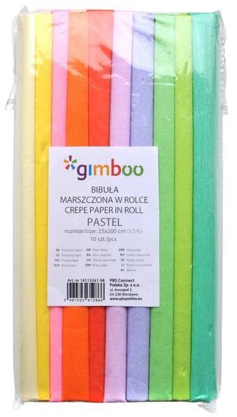 Bibuła marszczona GIMBOO w rolce 10 sztuk mix kolorów pastel
