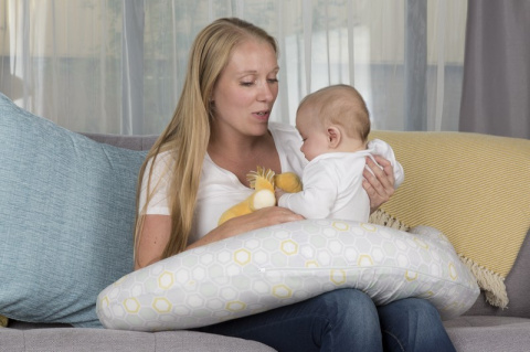 CuddleCo Poduszka Rogal Comfi-Mum 5w1 bambus - plaster miodu pastelowy