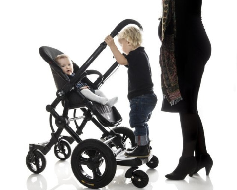 Dostawka do wózka BUMPRIDER SIT - czarny/czerwone kropki