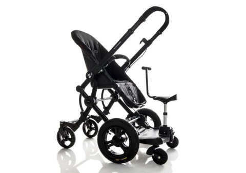 Dostawka do wózka BUMPRIDER SIT - czarny/czerwone kropki