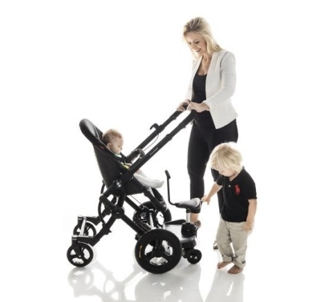 Dostawka do wózka BUMPRIDER SIT - czarny/czerwone kropki